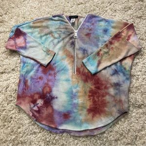 Ariella Super Soft Tie Dye Dolman Sleeve Zipper Top